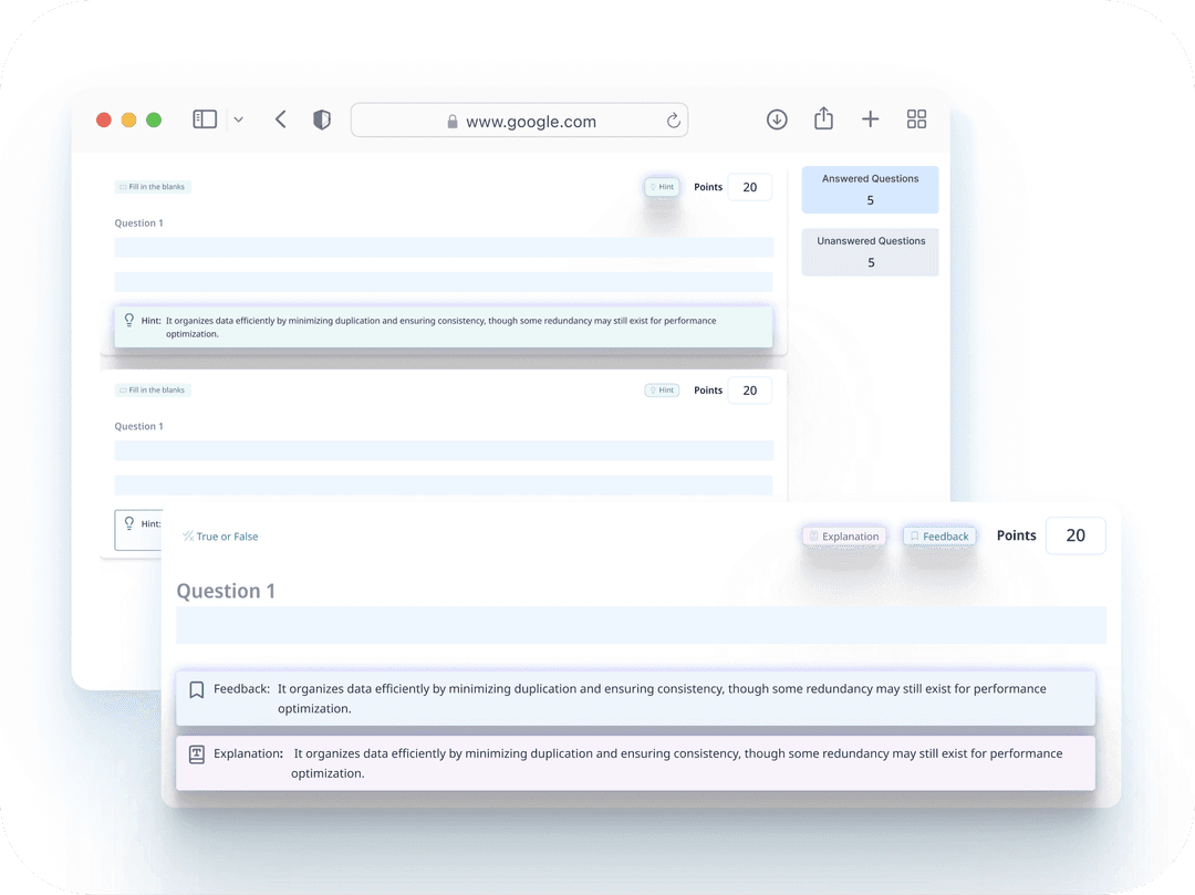 Instant explanations interface